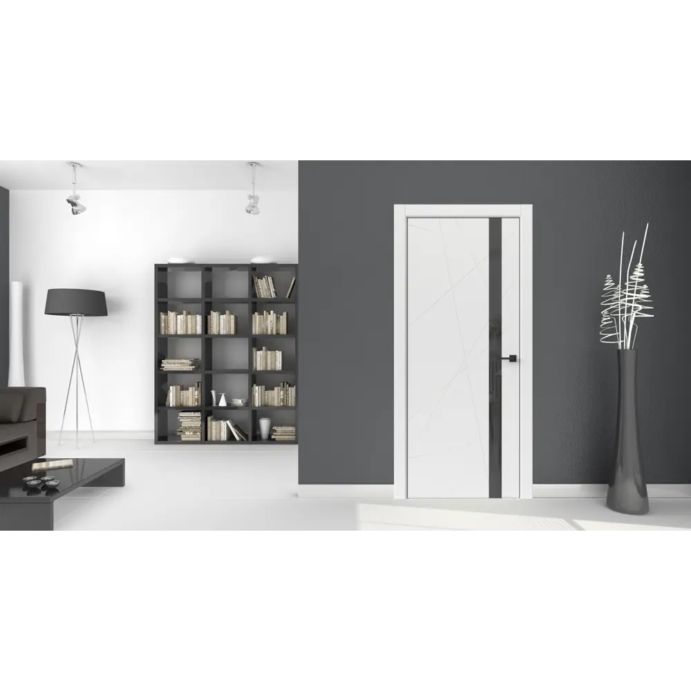 Фото 6 Комплект межкомнатной двери Uberture Tamburat 4304 остеклённая 200x70см полипропилен цвет белый с коробом и наличниками Фото 6 Комплект межкомнатной двери Uberture Tamburat 4304 остеклённая 200x70см полипропилен цвет белый с коробом и наличниками