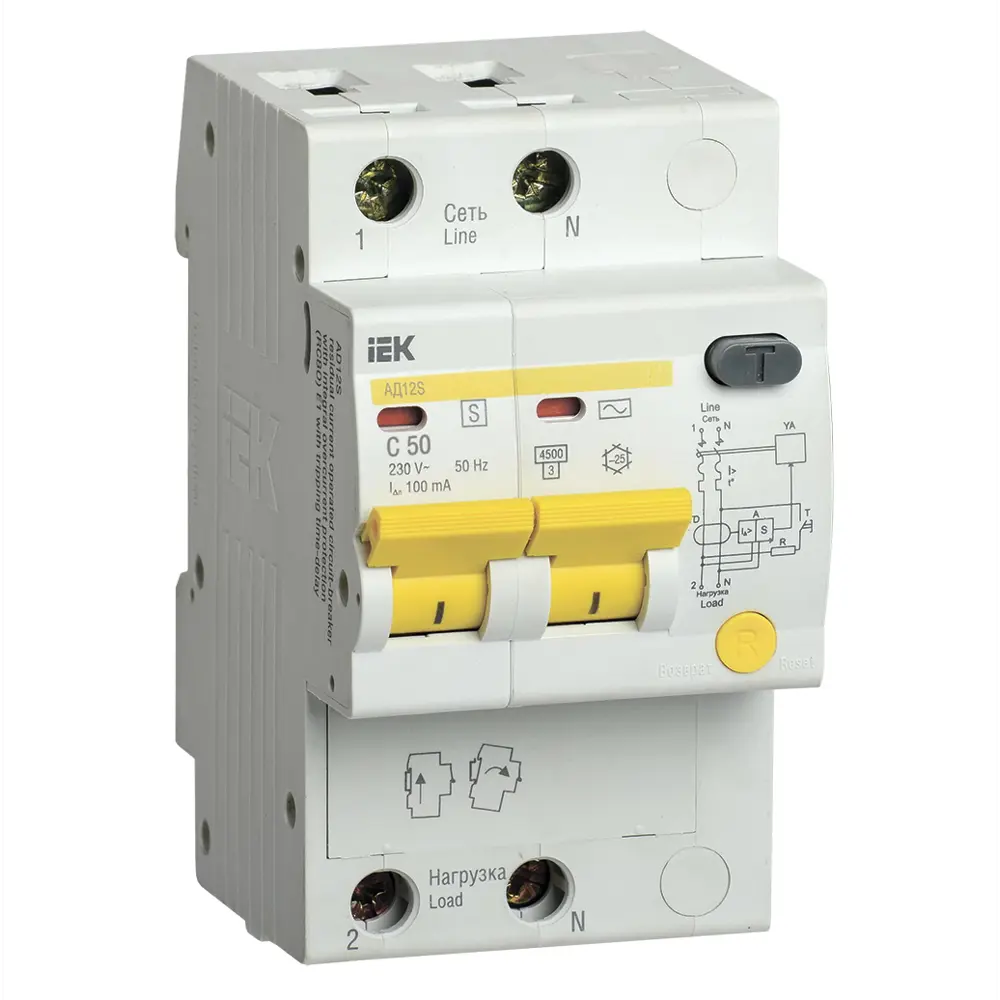 Фото Дифференциальный автомат Iek АД12S 2P C50 А 100 мА 4.5 кА C MAD13-2-050-C-100 Фото Дифференциальный автомат Iek АД12S 2P C50 А 100 мА 4.5 кА C MAD13-2-050-C-100