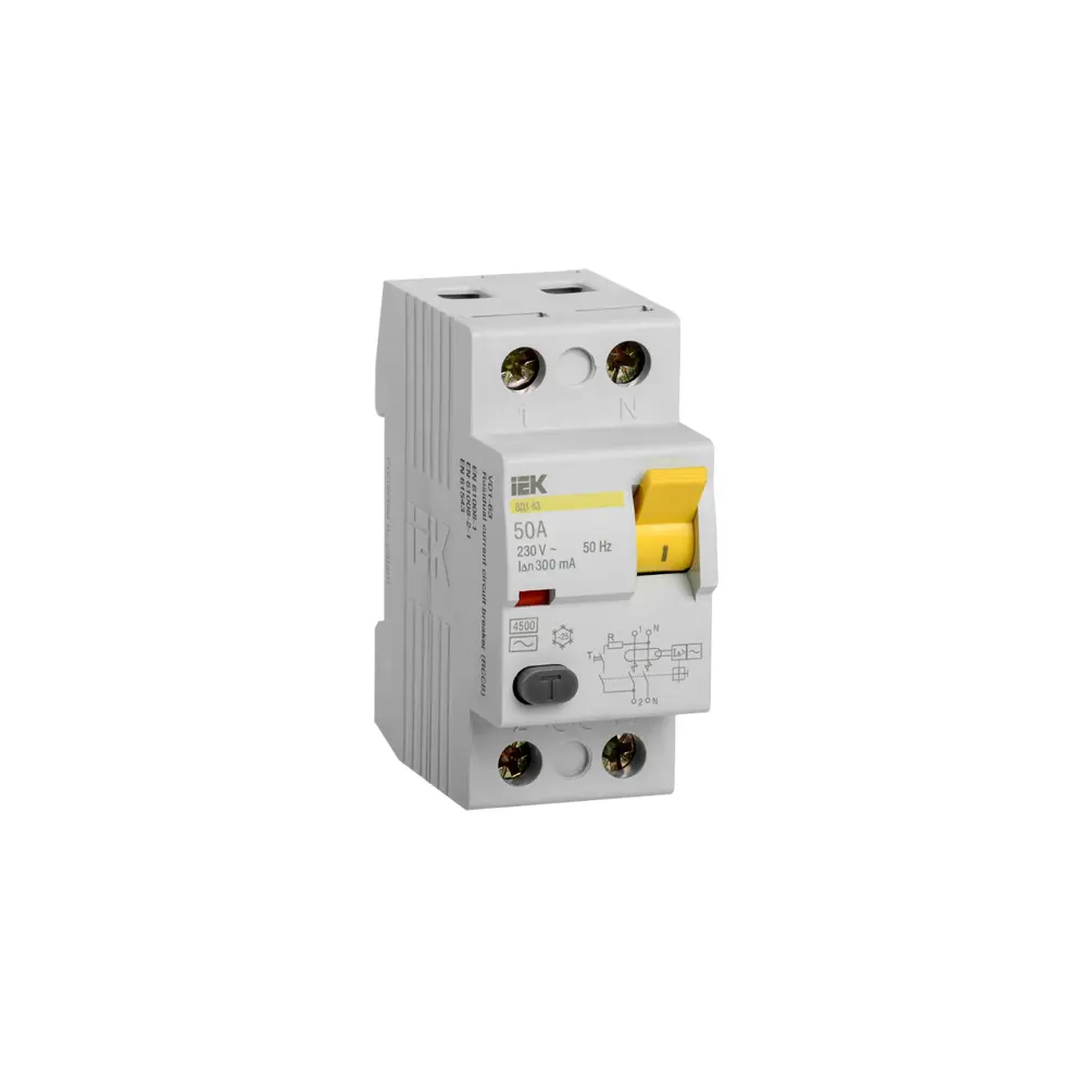 Фото 2 УЗО Iek ВД1-63 2P C50 А 300 мА AC MDV10-2-050-300 Фото 2 УЗО Iek ВД1-63 2P C50 А 300 мА AC MDV10-2-050-300