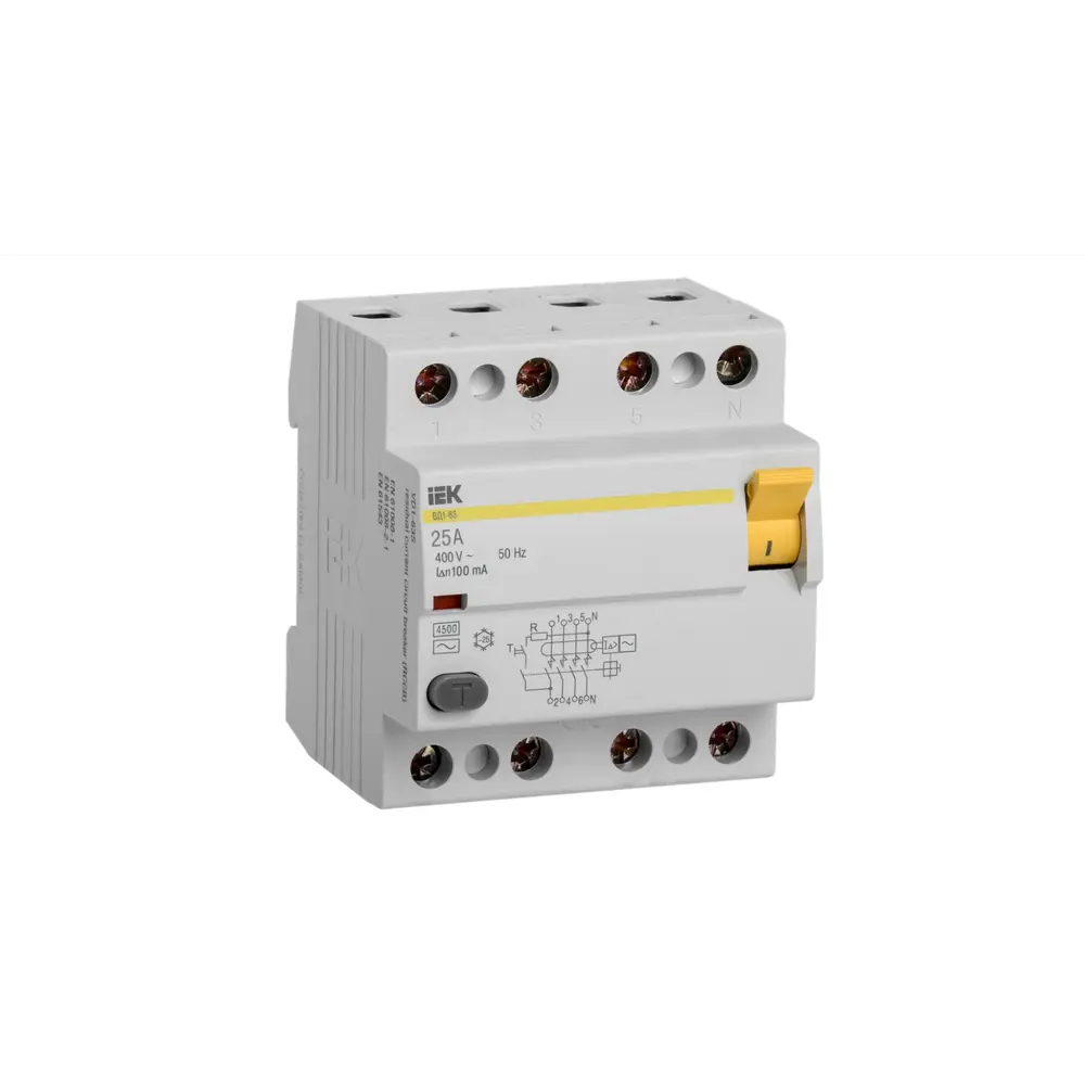 Фото 2 УЗО Iek ВД1-63 4P 25 А 100 мА AC MDV10-4-025-100 Фото 2 УЗО Iek ВД1-63 4P 25 А 100 мА AC MDV10-4-025-100