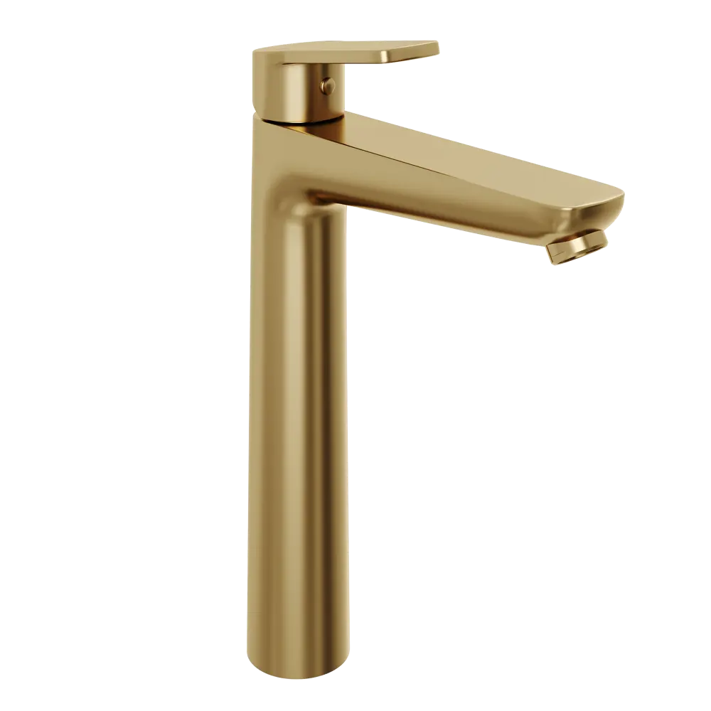 Фото Смеситель для раковины Abelsberg Lineara UNF23509BG однорычажный высокий цвет матовое золото