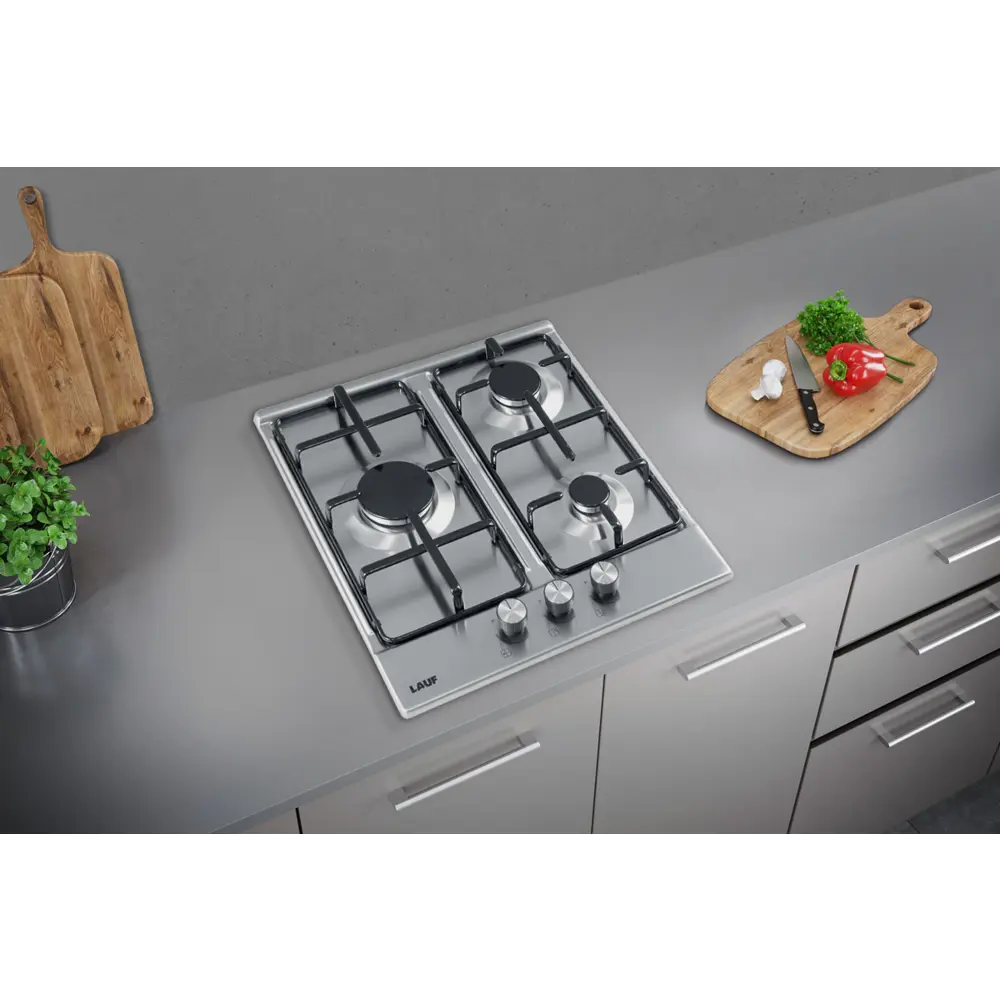 Фото 11 Газовая варочная панель Lauf 45 см 3 конфорки цвет Серый / серебристый Фото 11 Газовая варочная панель Lauf 45 см 3 конфорки цвет Серый / серебристый