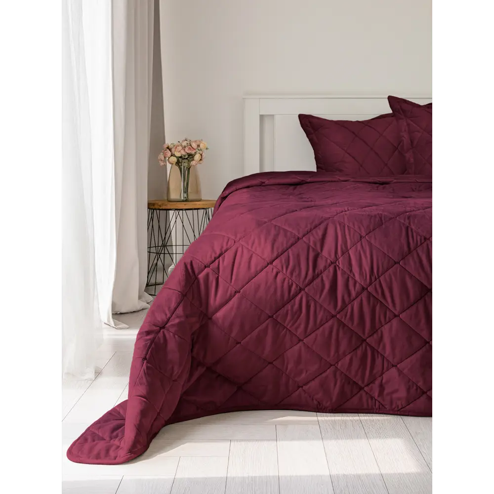 Фото 2 Покрывало Denastia велюр U000519 260x260 см велюр цвет бордовый Фото 2 Покрывало Denastia велюр U000519 260x260 см велюр цвет бордовый