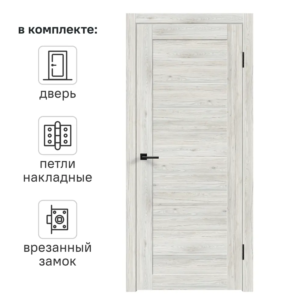 Фото Дверь межкомнатная глухая с замком и петлями в комплекте Тиволи 80x200 см ПВХ цвет рустик серый Фото Дверь межкомнатная глухая с замком и петлями в комплекте Тиволи 80x200 см ПВХ цвет рустик серый