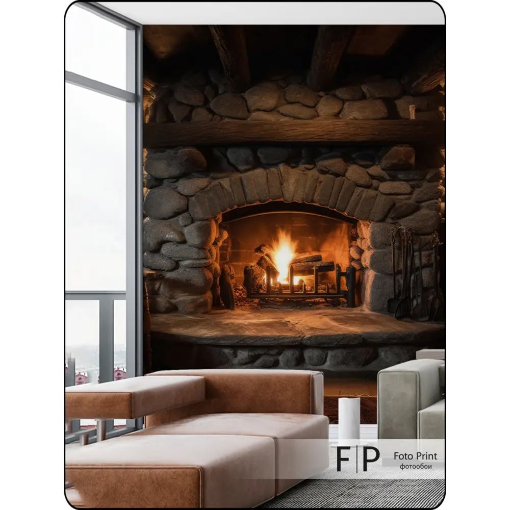 Фото 2 Фотообои флизелиновые Foto Print Комната с камином 03-210-А-2-2.7 200x270 см