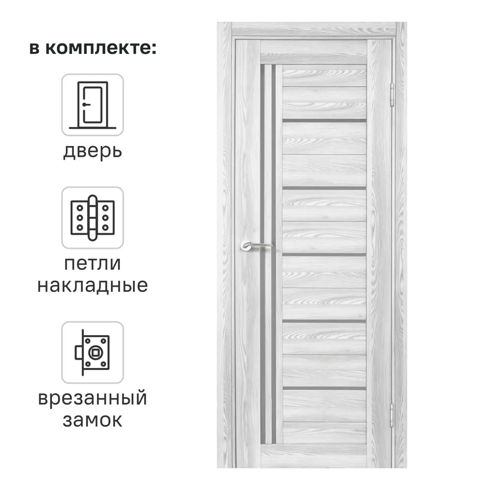 Фото Дверь межкомнатная остекленная замком и петлями в комплекте Новара Вертикаль 80x200 см ПВХ цвет ривьера айс Фото Дверь межкомнатная остекленная замком и петлями в комплекте Новара Вертикаль 80x200 см ПВХ цвет ривьера айс