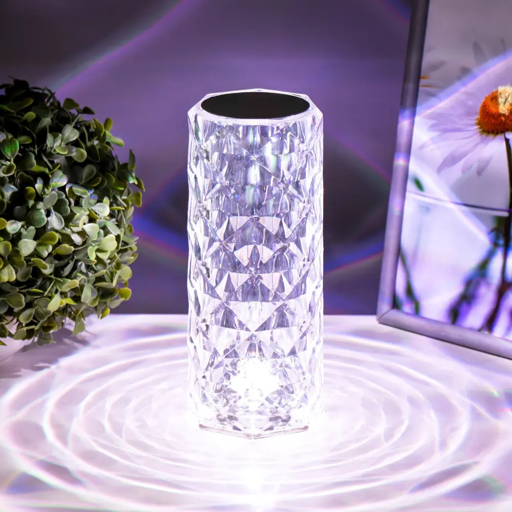 Фото 18 Настольная лампа прикроватная Risalux с ПДУ Призма регулируемый свет RGB АКБ цвет бежевый