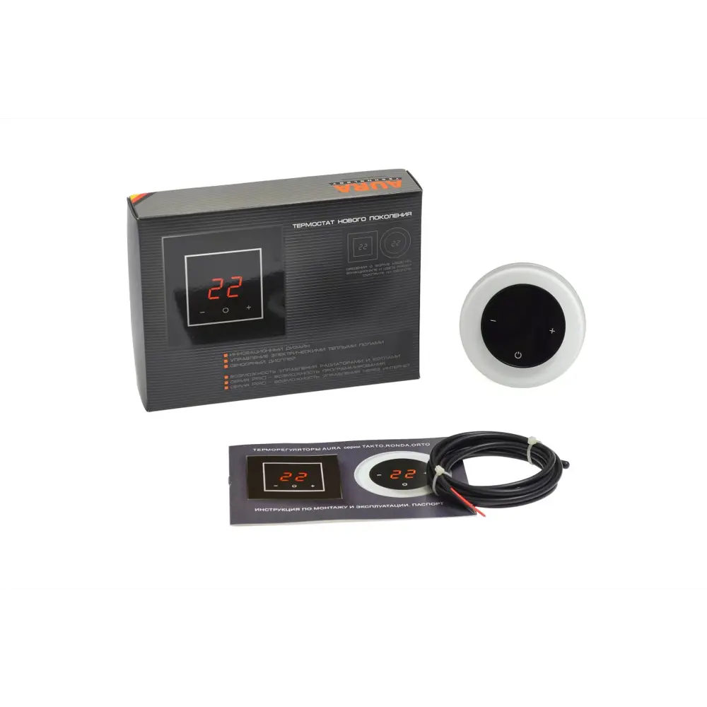 Фото 4 Терморегулятор для теплого пола Aura RONDA WiFi 9003 White Pure электронный цвет натуральный белый Фото 4 Терморегулятор для теплого пола Aura RONDA WiFi 9003 White Pure электронный цвет натуральный белый