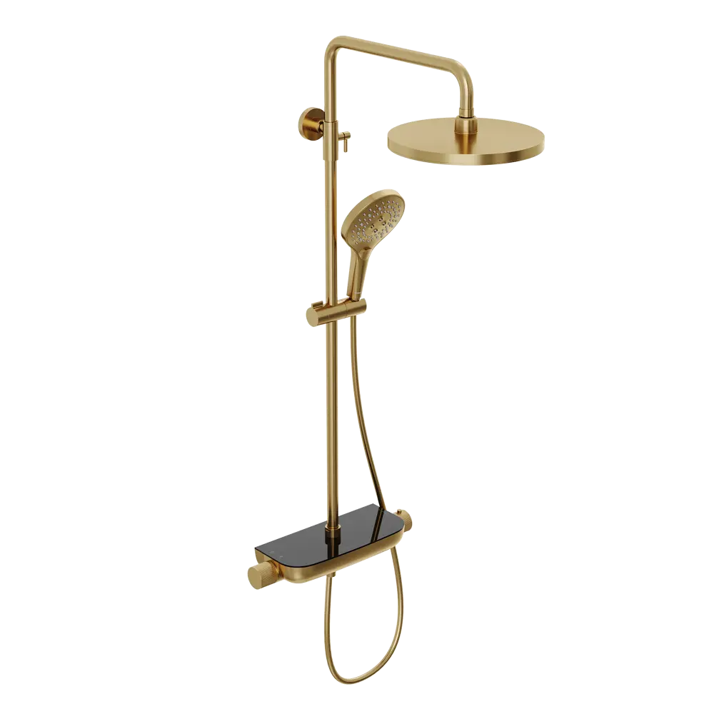 Фото Душевая система Abelsberg SNS52790BG с термостатом 3 режимная цвет королевское золото Фото Душевая система Abelsberg SNS52790BG с термостатом 3 режимная цвет королевское золото