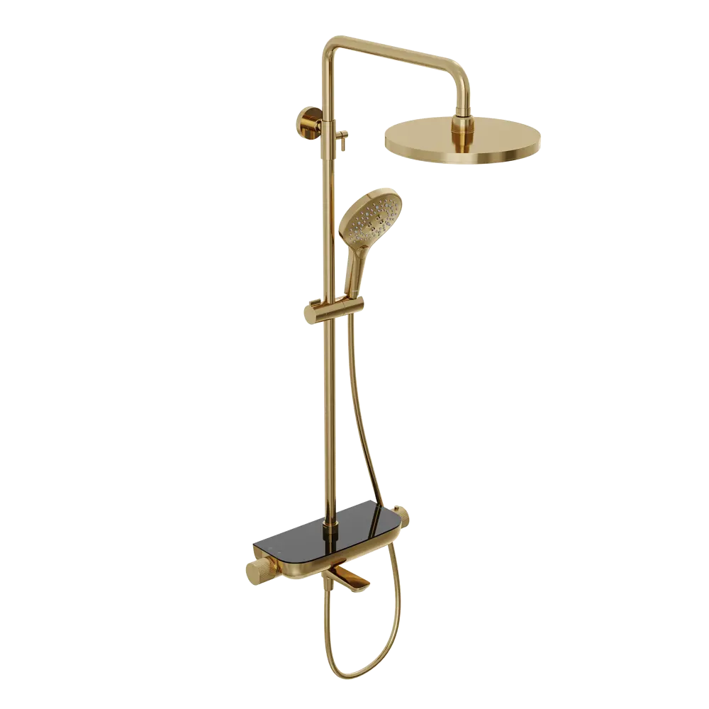 Фото Душевая система Abelsberg SNS52791BG с термостатом 3 режимная цвет королевское золото Фото Душевая система Abelsberg SNS52791BG с термостатом 3 режимная цвет королевское золото