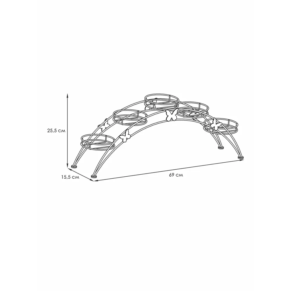 Фото 6 Подставка для цветов Зми Арка 5 69x15.5x25.5 см металл цвет коричневый Фото 6 Подставка для цветов Зми Арка 5 69x15.5x25.5 см металл цвет коричневый