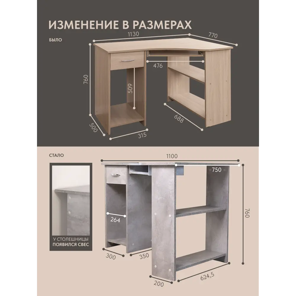 Фото 3 Офисный стол Formula мебели ФВРТ-ЯШС 110x75x76 см ЛДСП цвет ясень шимо светлый Фото 3 Офисный стол Formula мебели ФВРТ-ЯШС 110x75x76 см ЛДСП цвет ясень шимо светлый