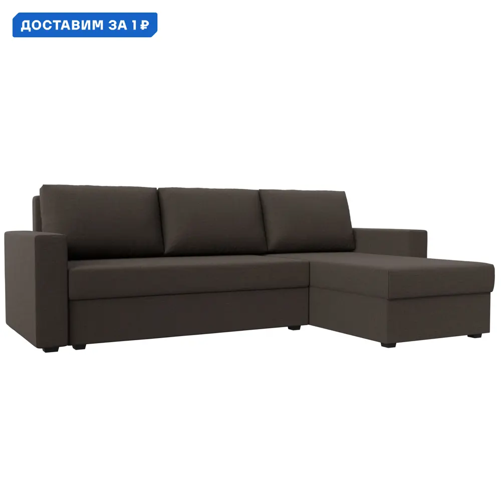 Фото Диван угловой Траумберг Лайт правый угол Лига диванов 121138 227x90x141 см рогожка цвет амур 05 коричневый