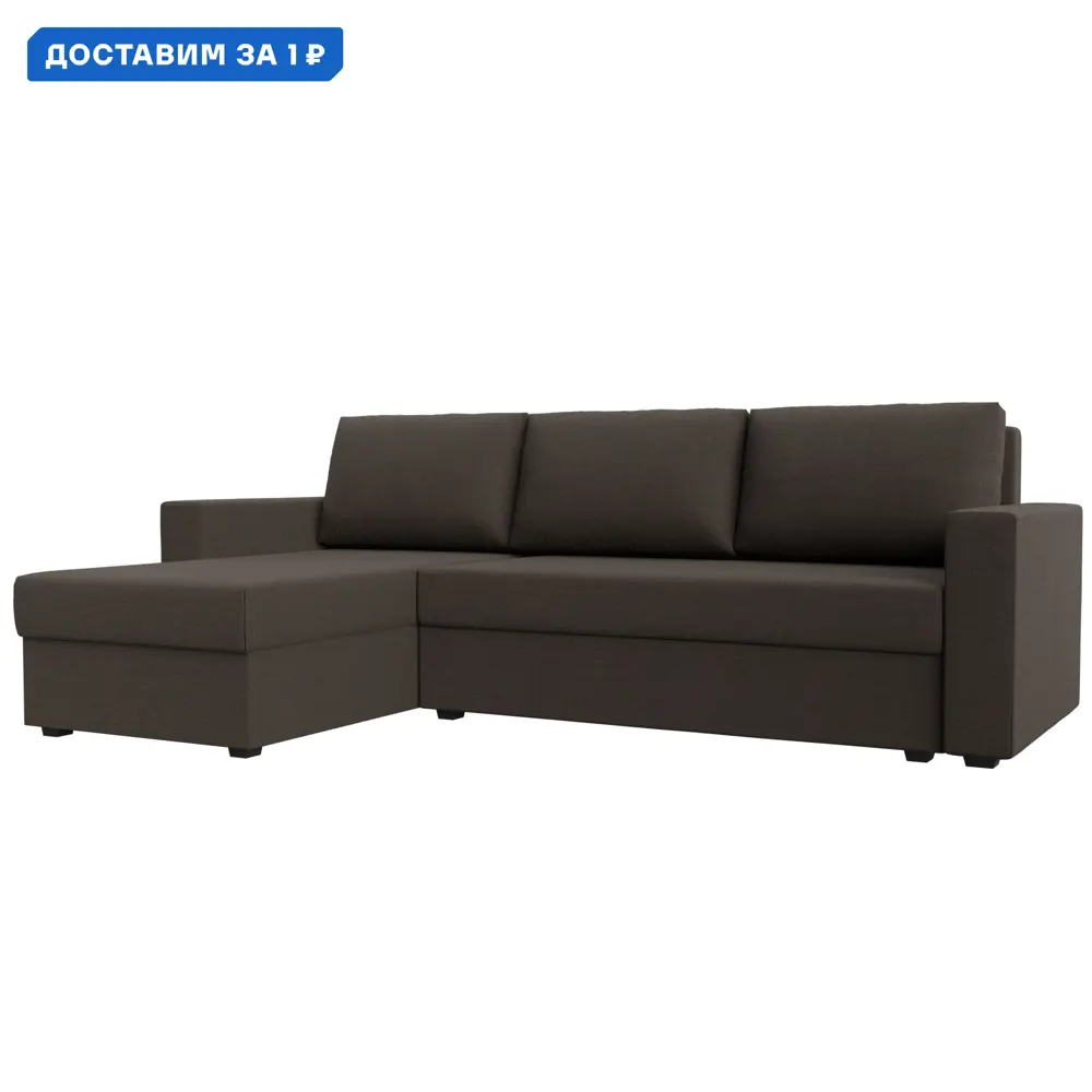 Фото Диван угловой Траумберг Лайт левый угол Лига диванов 121138L 227x90x141 см рогожка цвет амур 05 коричневый