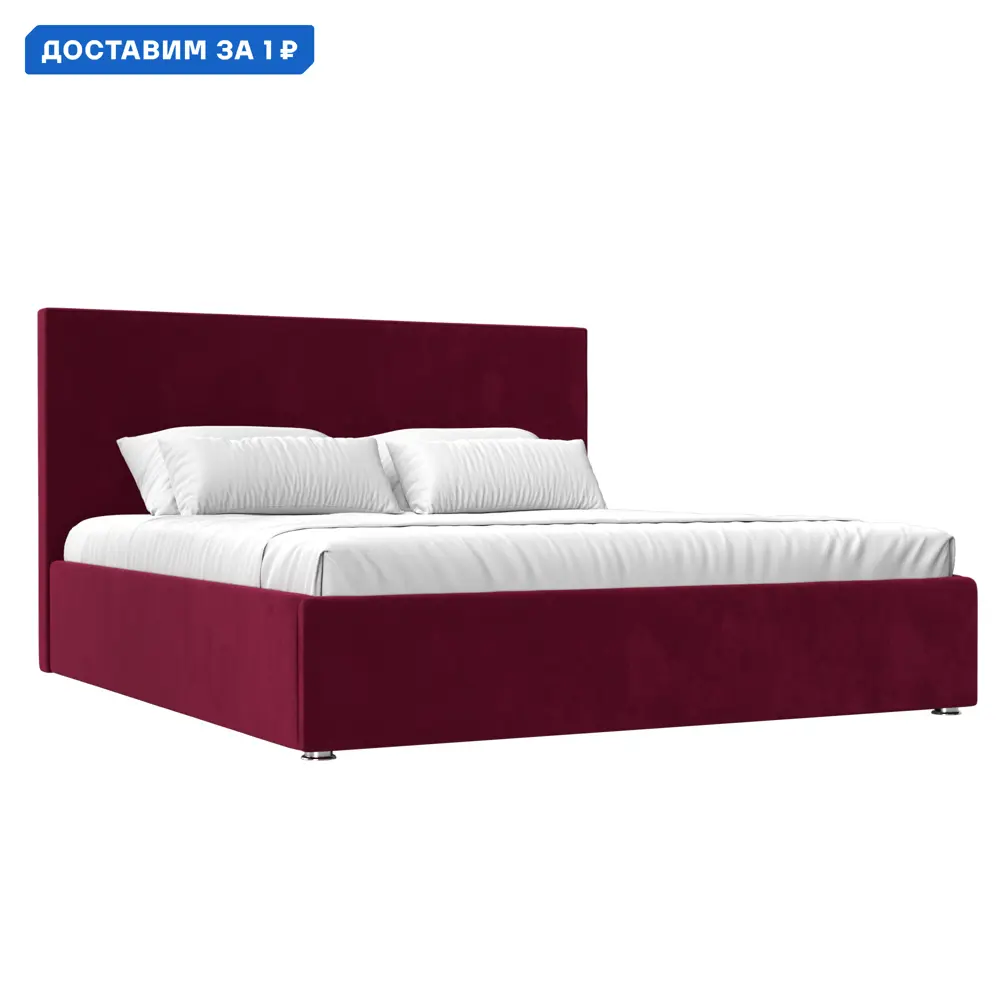 Фото Кровать Кариба 160 Лига диванов 113969 175x110x211 см микровельвет цвет бордовый Фото Кровать Кариба 160 Лига диванов 113969 175x110x211 см микровельвет цвет бордовый
