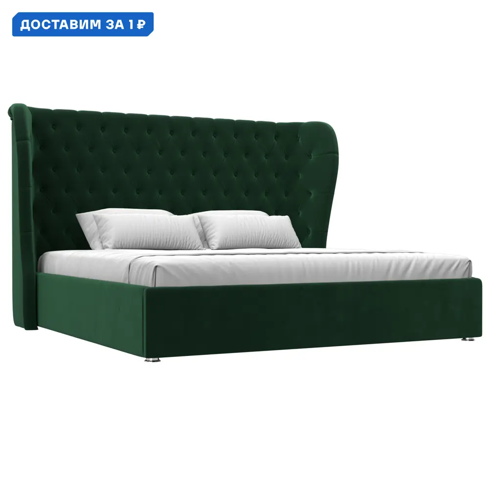 Фото Кровать Далия 200 Лига диванов 108373 230x140x210 см велюр цвет зеленый Фото Кровать Далия 200 Лига диванов 108373 230x140x210 см велюр цвет зеленый