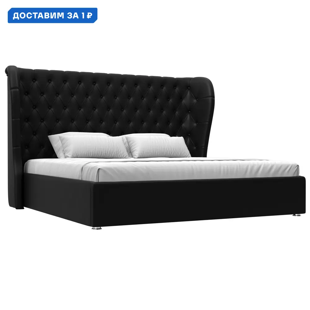 Фото Кровать Далия 200 Лига диванов 108366 230x140x210 см экокожа цвет черный