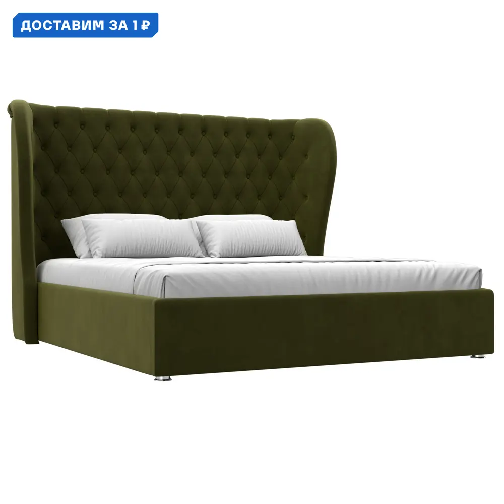 Фото Кровать Далия 180 Лига диванов 108320 210x140x210 см микровельвет цвет зеленый