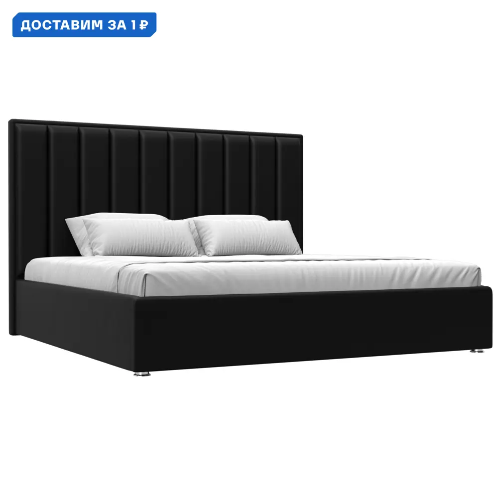 Фото Кровать Афродита 200 Лига диванов 120627 215x130x213 см экокожа цвет черный