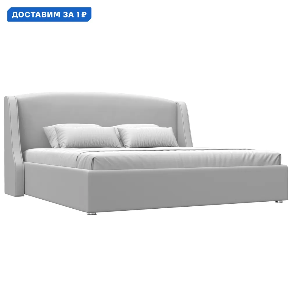 Фото Кровать Лотос 200 Лига диванов 120795 235x120x210 см экокожа цвет белый Фото Кровать Лотос 200 Лига диванов 120795 235x120x210 см экокожа цвет белый