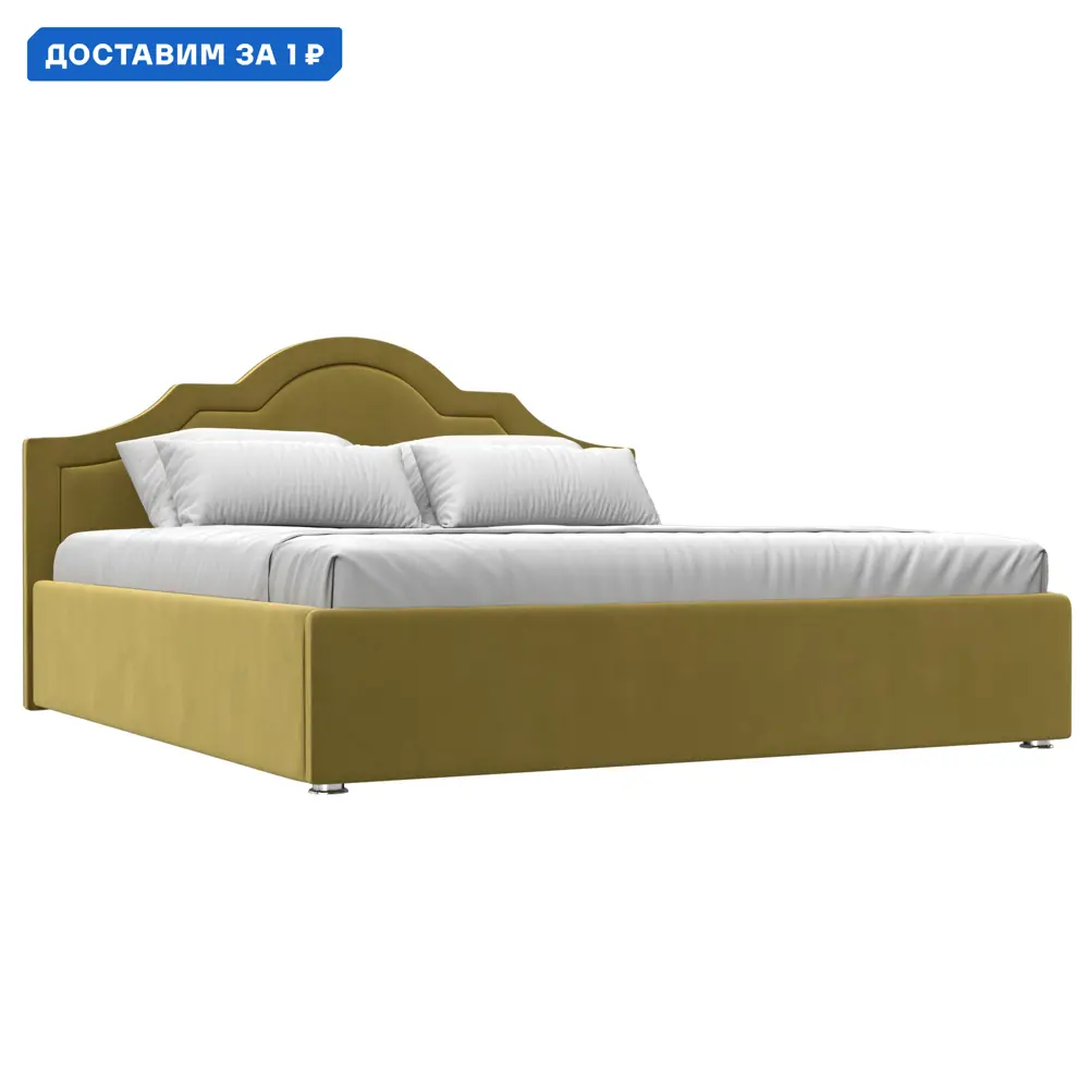 Фото Кровать Афина 180 Лига диванов 113950 195x110x211 см микровельвет цвет желтый Фото Кровать Афина 180 Лига диванов 113950 195x110x211 см микровельвет цвет желтый