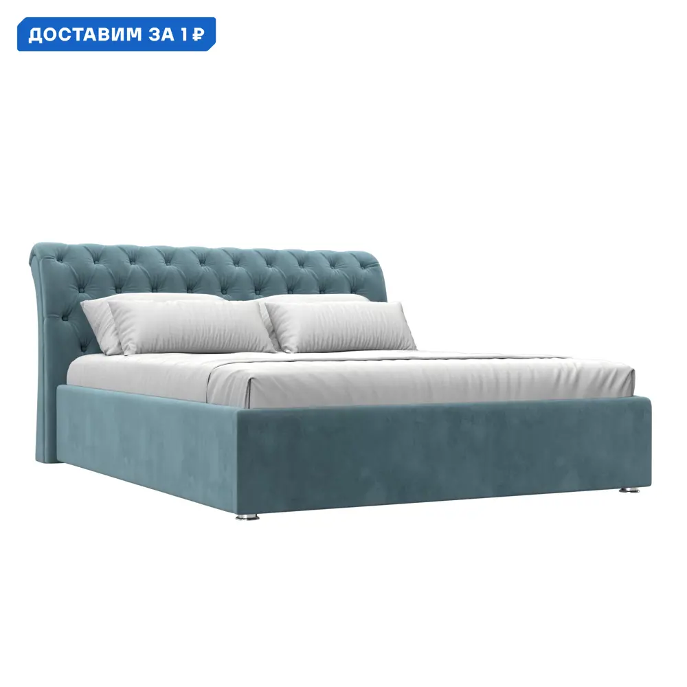 Фото Кровать Сицилия 160 Лига диванов 101100 184x110x239 см велюр цвет бирюзовый Фото Кровать Сицилия 160 Лига диванов 101100 184x110x239 см велюр цвет бирюзовый