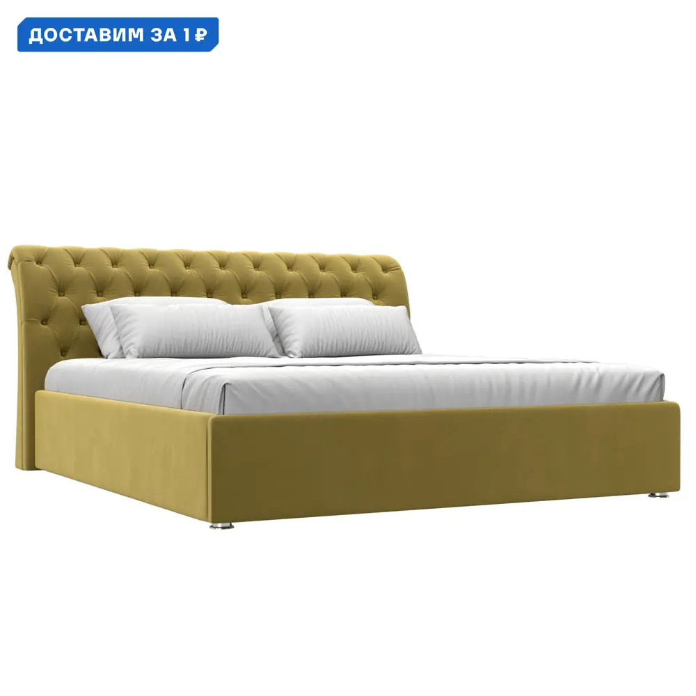 Фото Кровать Сицилия 180 Лига диванов 120886 204x110x239 см микровельвет цвет желтый Фото Кровать Сицилия 180 Лига диванов 120886 204x110x239 см микровельвет цвет желтый