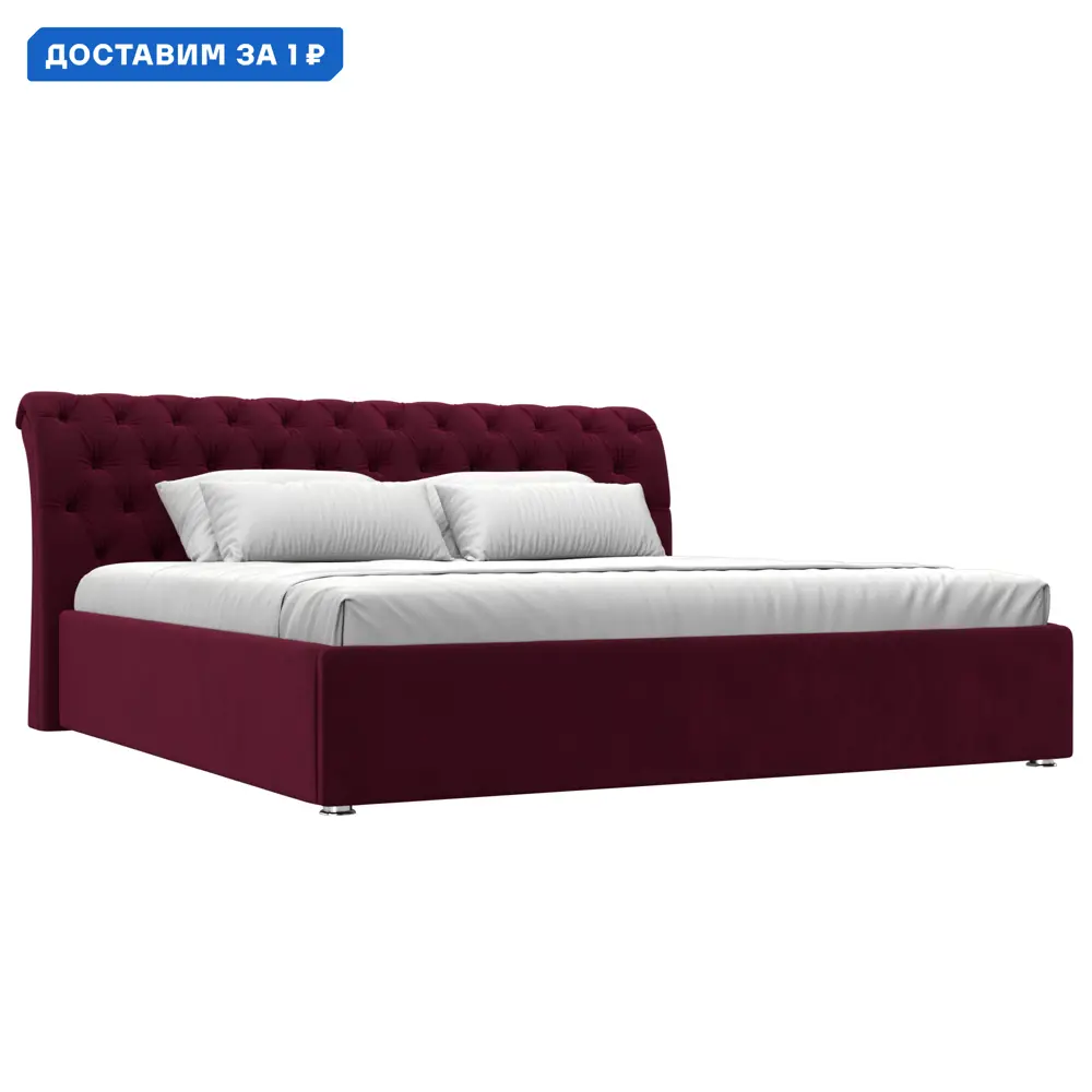 Фото Кровать Сицилия 200 Лига диванов 120915 224x110x239 см микровельвет цвет бордовый Фото Кровать Сицилия 200 Лига диванов 120915 224x110x239 см микровельвет цвет бордовый