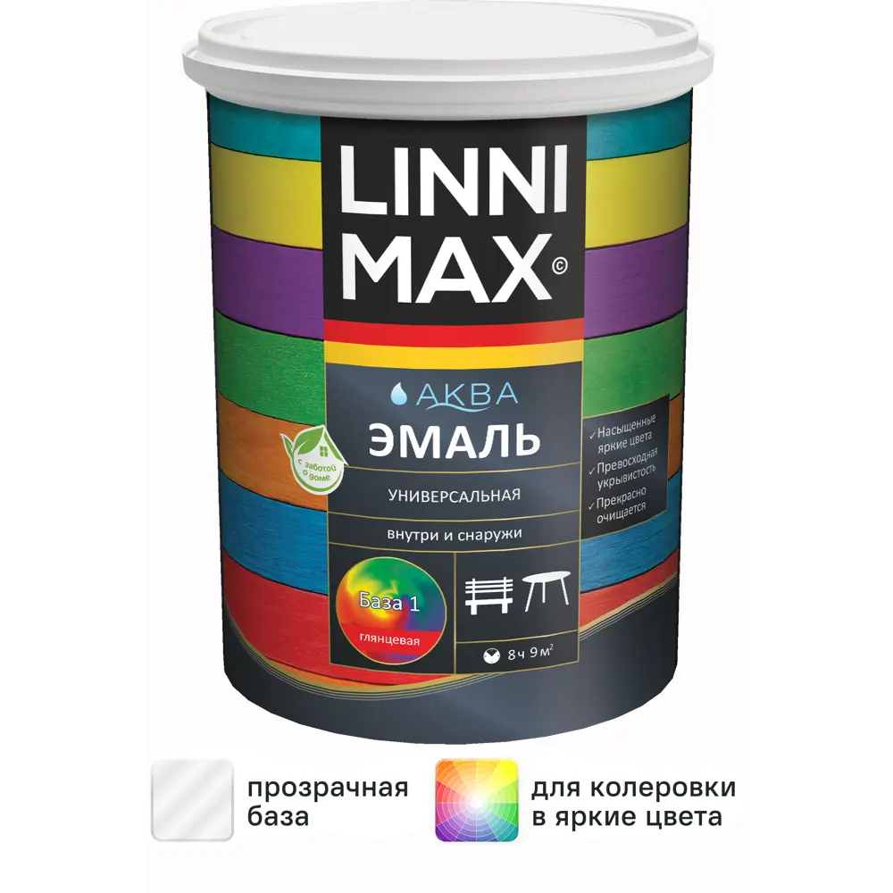 Фото Эмаль Linnimax Аква цвет белый глянцевый база Б1 0.9 л Фото Эмаль Linnimax Аква цвет белый глянцевый база Б1 0.9 л