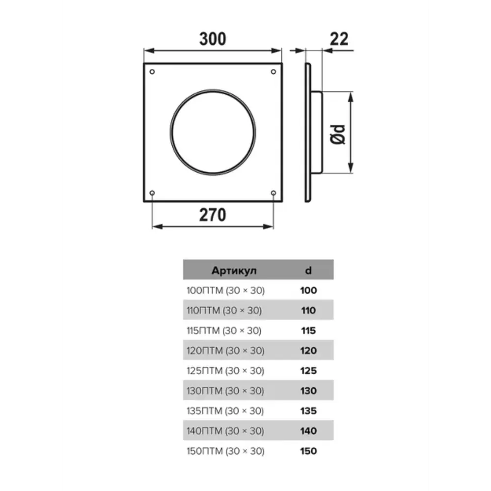 Фото 8 Площадка торцевая Era 110ПТМ D110 мм 300x300 мм сталь