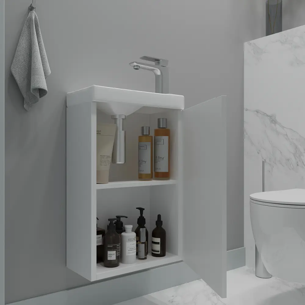 Фото 2 Тумба под раковину напольная Зов Монови Слим MS40BM 41см цвет белый мат