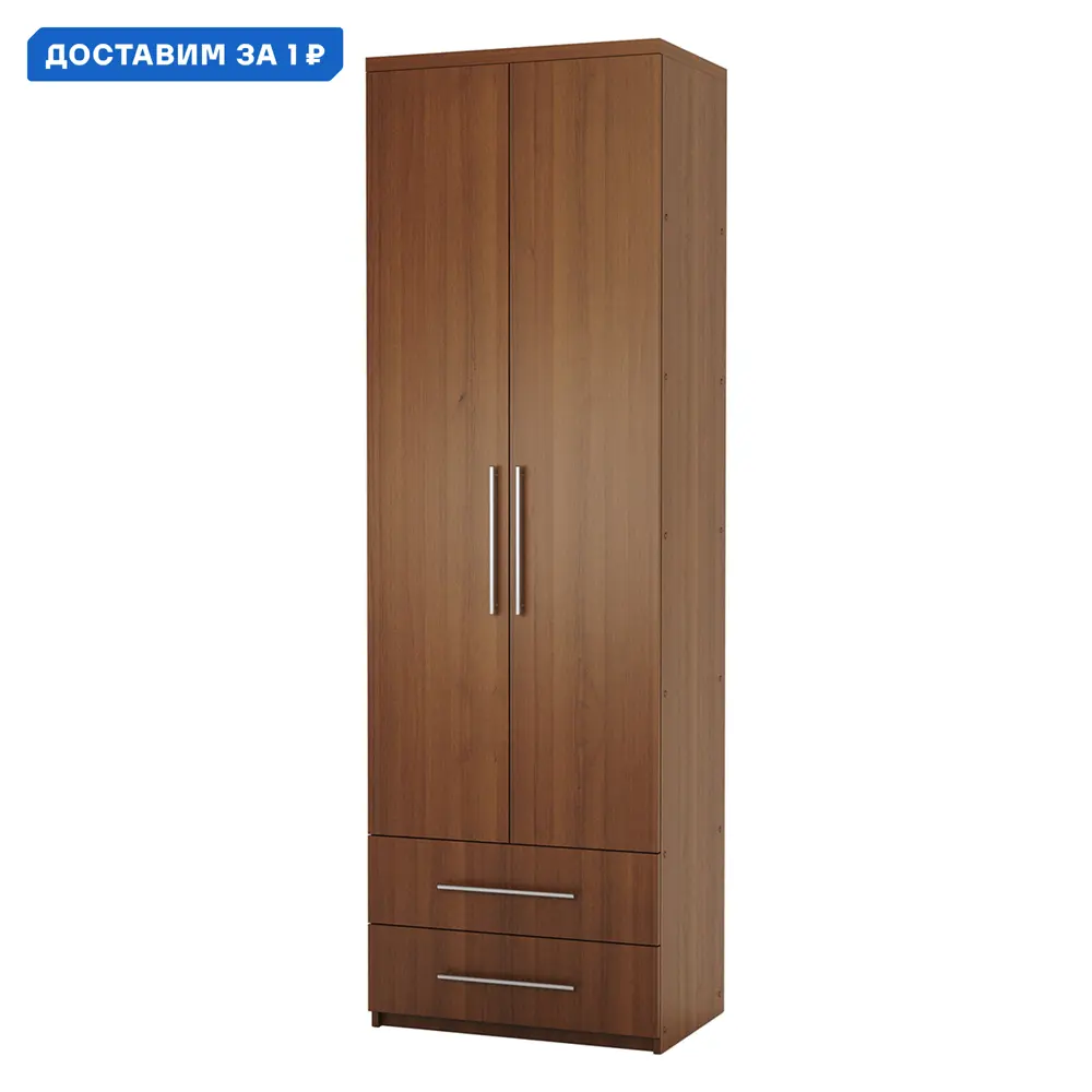 Фото Шкаф распашной Гамма 1901022406 80x240x60 см ЛДСП цвет орех Фото Шкаф распашной Гамма 1901022406 80x240x60 см ЛДСП цвет орех