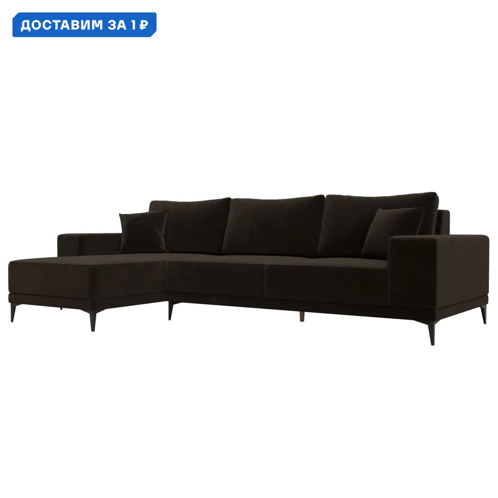 Фото Диван угловой Льюес левый Лига диванов 122405L 280x88x164 см микровельвет цвет коричневый Фото Диван угловой Льюес левый Лига диванов 122405L 280x88x164 см микровельвет цвет коричневый