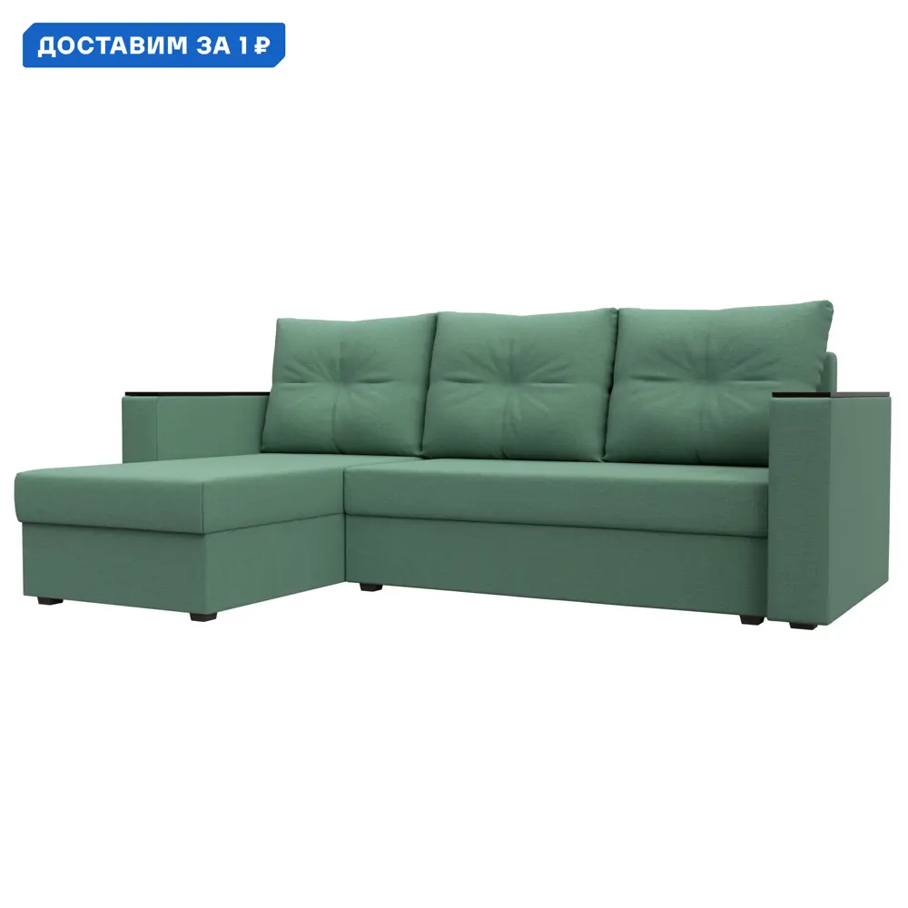 Фото Диван угловой Атланта без стола левый угол Лига диванов 126165L 230x88x140 см рогожка цвет амур 11 зеленый Фото Диван угловой Атланта без стола левый угол Лига диванов 126165L 230x88x140 см рогожка цвет амур 11 зеленый