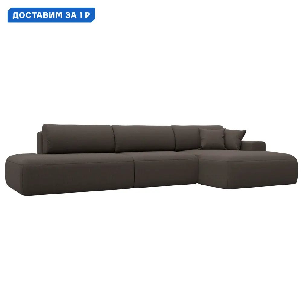 Фото Диван угловой Лига-036 НПБ Модерн Лонг правый угол Лига диванов 124694 365x84x162 см рогожка цвет амур 05 коричневый