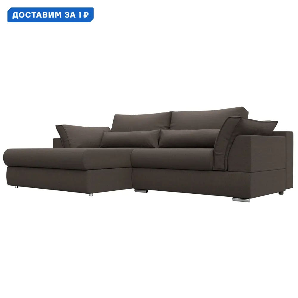 Фото Диван угловой Пекин угол левый Лига диванов 122946L 272x90x189 см рогожка цвет амур 05 коричневый Фото Диван угловой Пекин угол левый Лига диванов 122946L 272x90x189 см рогожка цвет амур 05 коричневый