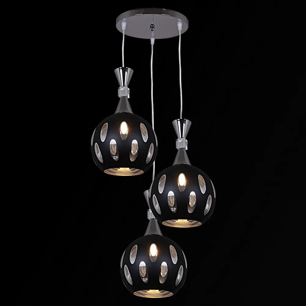 Фото 3 Светильник подвесной Reluce bk Rlc_03410-0.4-03_bk 3 лампы 24 м² цвет хром/прозрачный/черный