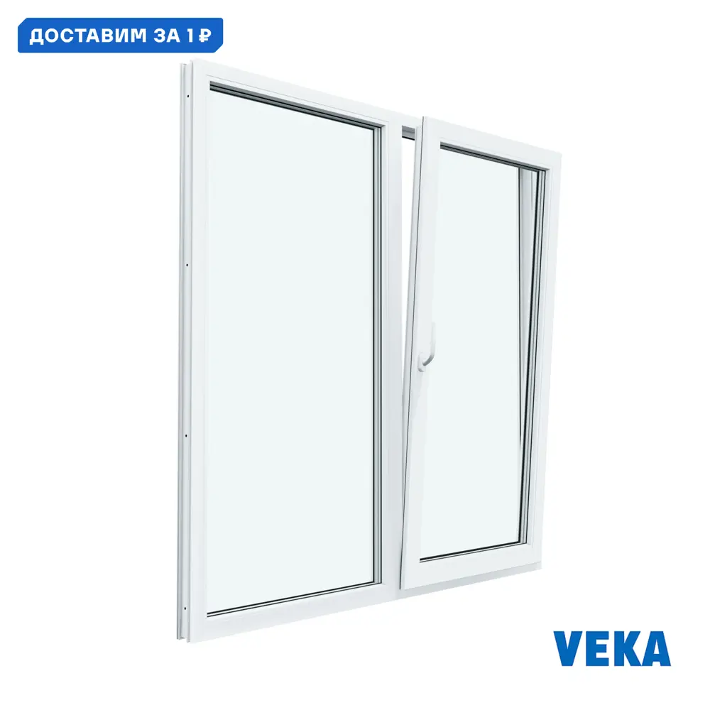 Фото Пластиковое окно ПВХ Veka WHS двустворчатое глухое левое/ поворотно-откидное правое 1300x1100мм двухкамерный стеклопакет цвет белый Фото Пластиковое окно ПВХ Veka WHS двустворчатое глухое левое/ поворотно-откидное правое 1300x1100мм двухкамерный стеклопакет цвет белый