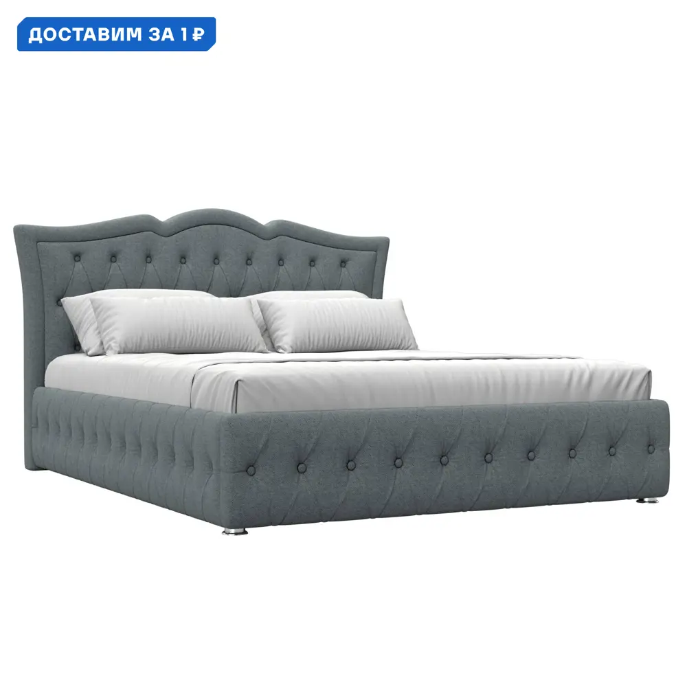 Фото Кровать Герда 160 Лига диванов 123066 187x110x211 см рогожка цвет амур 07 серый Фото Кровать Герда 160 Лига диванов 123066 187x110x211 см рогожка цвет амур 07 серый