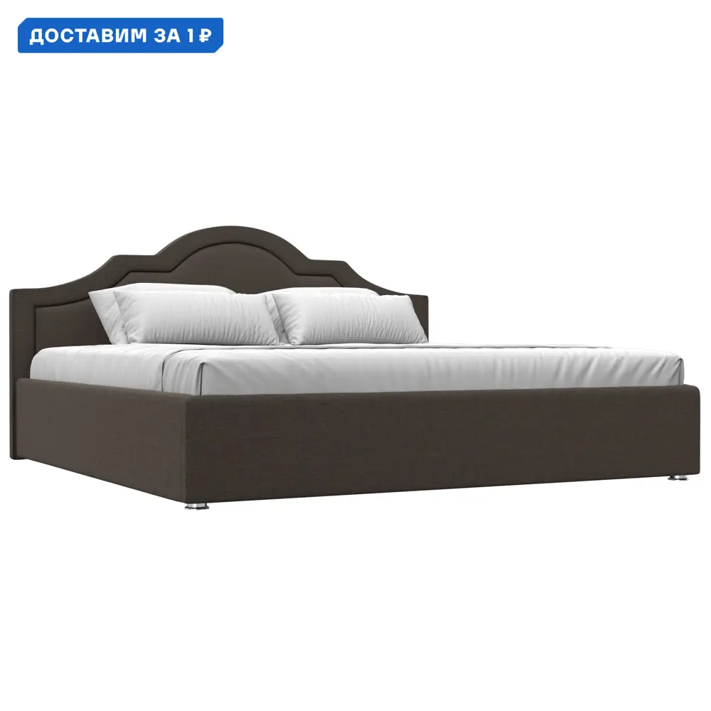 Фото Кровать Афина 200 Лига диванов 123050 215x110x211 см рогожка цвет амур 05 коричневый Фото Кровать Афина 200 Лига диванов 123050 215x110x211 см рогожка цвет амур 05 коричневый