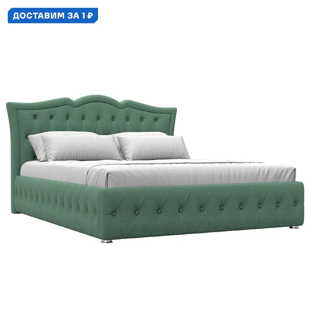 Фото Кровать Герда 160 Лига диванов 123592 187x110x211 см рогожка цвет амур 11 зеленый Фото Кровать Герда 160 Лига диванов 123592 187x110x211 см рогожка цвет амур 11 зеленый