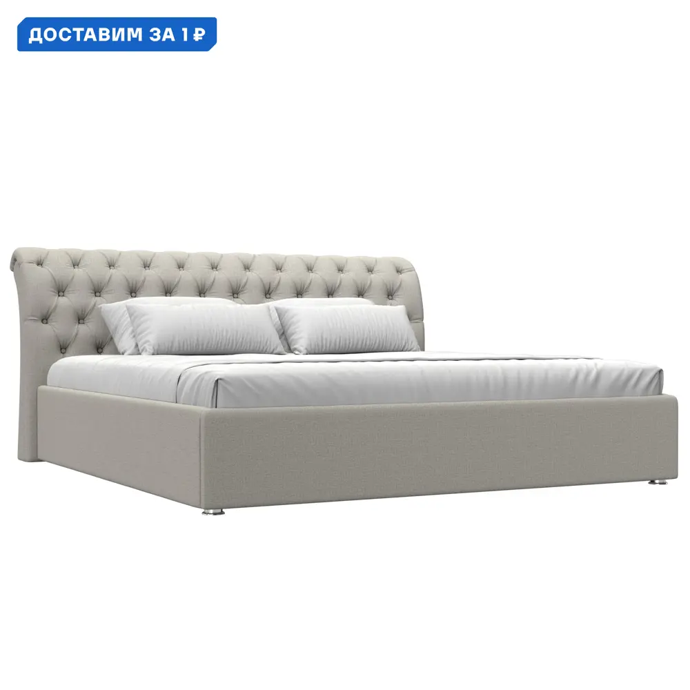 Фото Кровать Сицилия 200 Лига диванов 123133 224x110x239 см рогожка цвет амур 02 бежевый Фото Кровать Сицилия 200 Лига диванов 123133 224x110x239 см рогожка цвет амур 02 бежевый