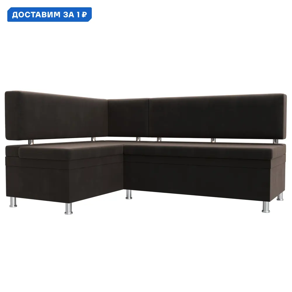Фото Диван кухонный угловой Стайл левый угол Лига диванов 111655L 170x87x114 см велюр цвет коричневый