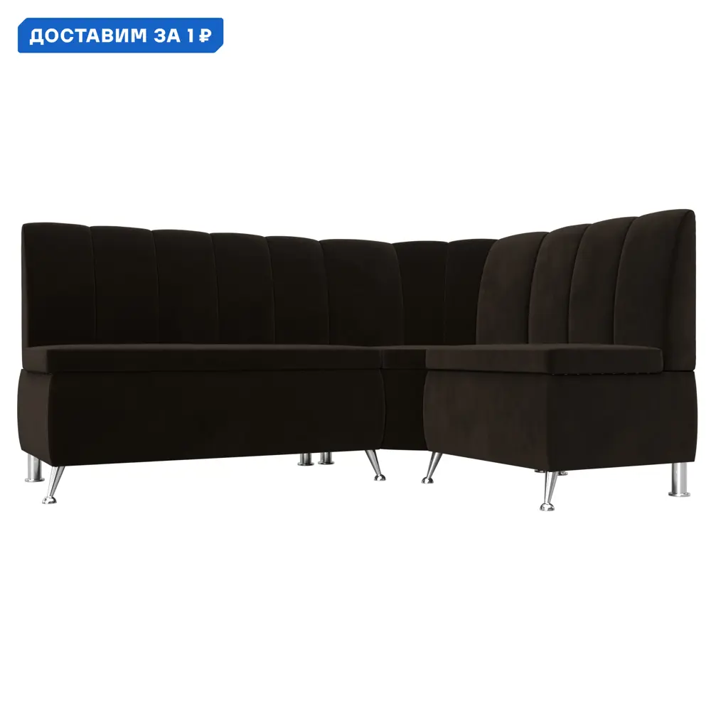 Фото Диван кухонный угловой Кантри правый угол Лига диванов 29448 170x88x133 см микровельвет цвет коричневый