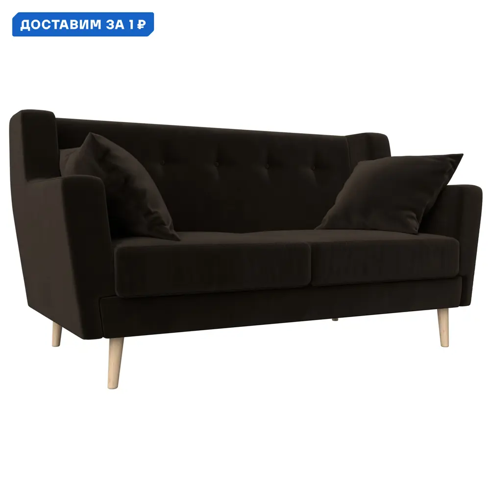 Фото Диван кухонный прямой Брайтон 2 Лига диванов 108926 139x85x77 см микровельвет цвет коричневый