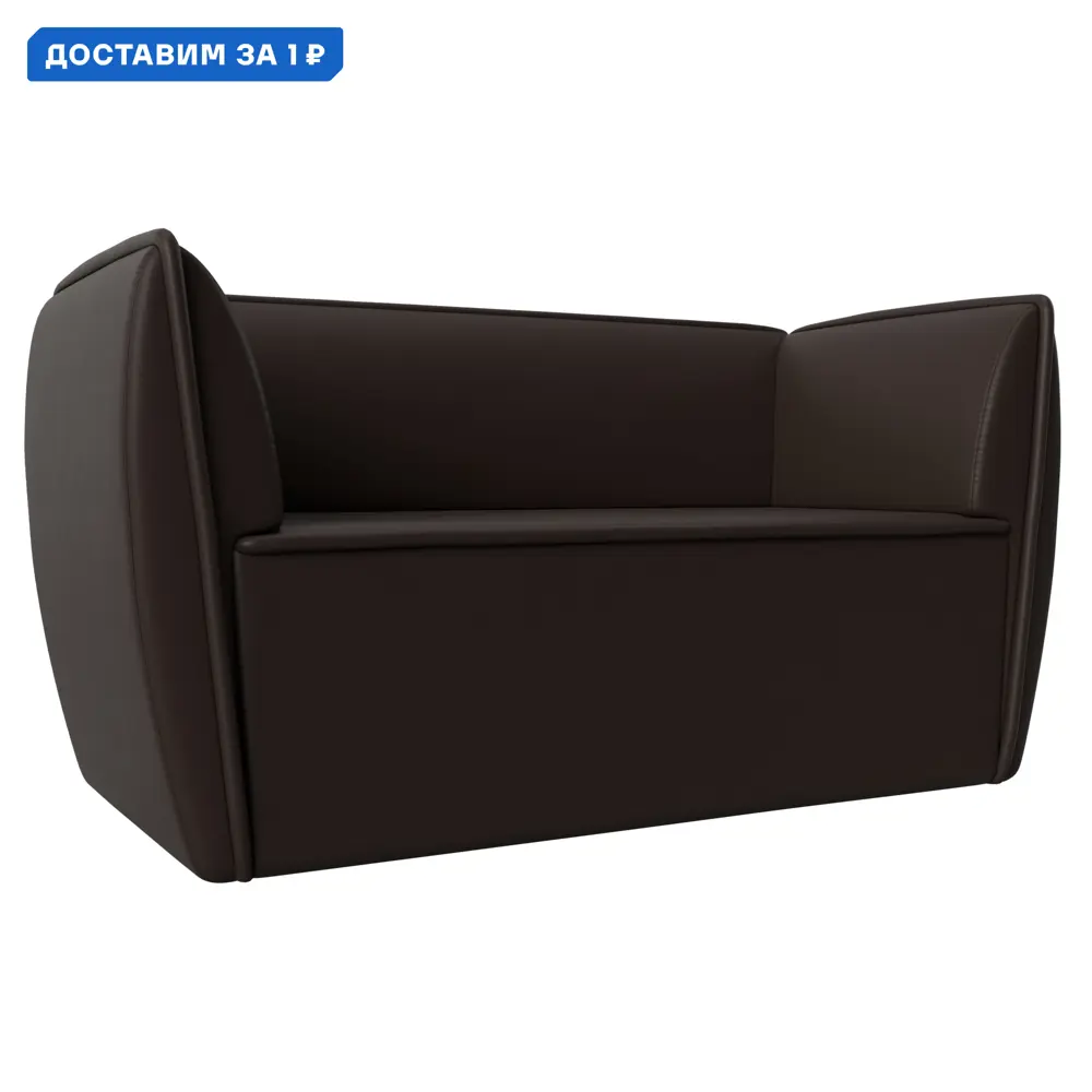 Фото Диван кухонный прямой Бергамо 2-х местный Лига диванов 112078 140x80x64 см экокожа цвет коричневый