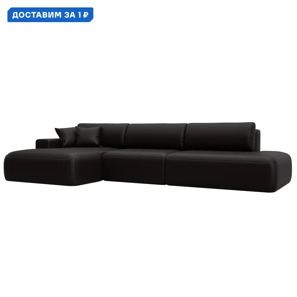 Фото Диван угловой Лига-036 НПБ Модерн Лонг левый угол Лига диванов 127750L 365x84x162 см экокожа цвет grifon 12 коричневый