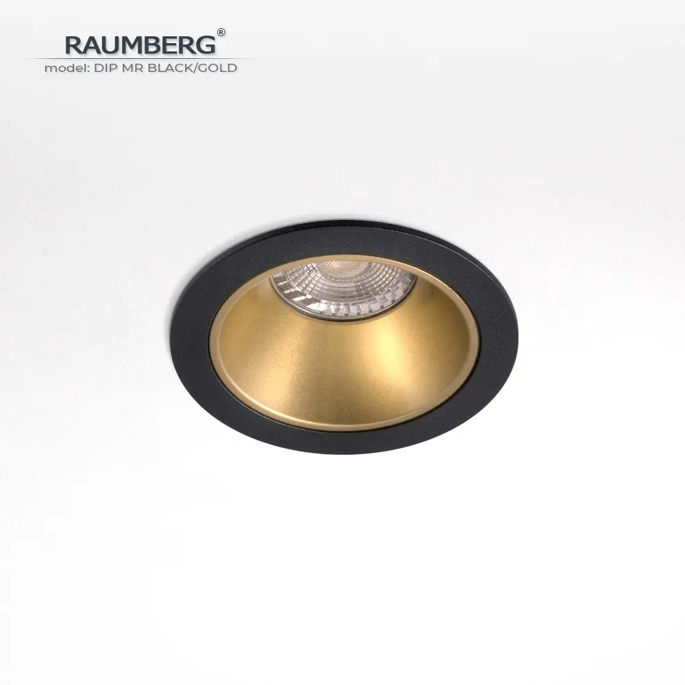 Фото Светильник точечный встраиваемый Raumberg Dip mr bk/gold под отверстие 80 мм GU10 цвет разноцветный Фото Светильник точечный встраиваемый Raumberg Dip mr bk/gold под отверстие 80 мм GU10 цвет разноцветный