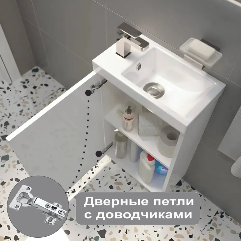 Фото 4 Тумба под раковину в ванную подвесная 1Marka Ноктюрн 40 см белая У37625_kaz