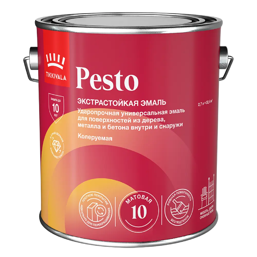 Фото Эмаль Tikkurila Pesto 10 матовая прозрачная база С 2.7 л Фото Эмаль Tikkurila Pesto 10 матовая прозрачная база С 2.7 л
